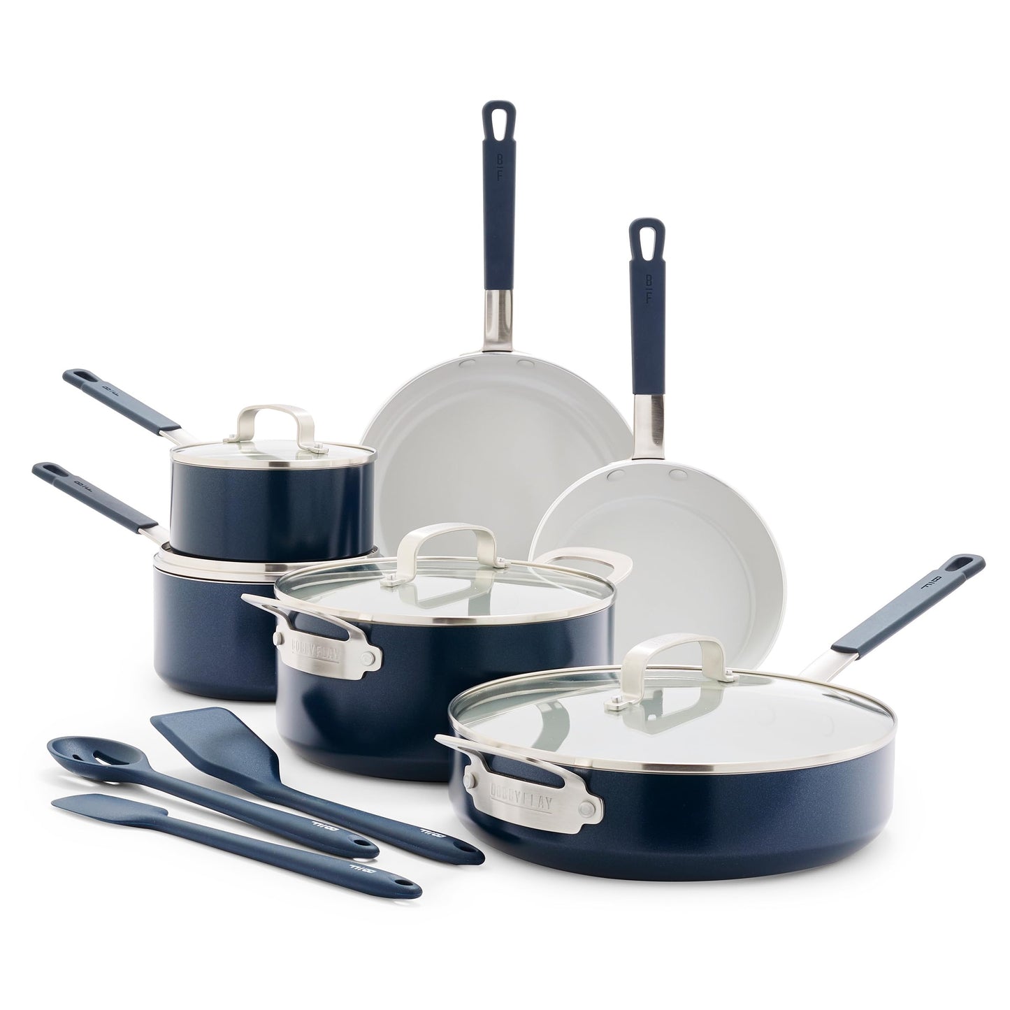 GreenPan x Bobby Flay 13 Piece Ceramic Nonstick Cookware Set, Cream White