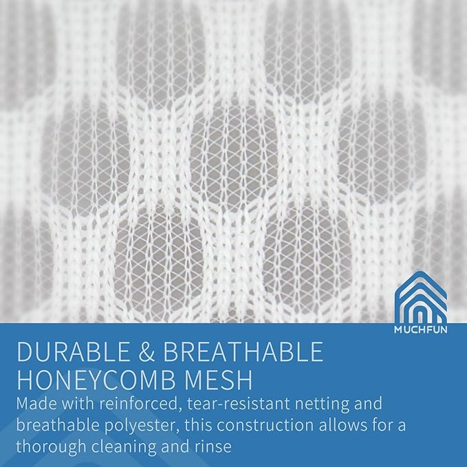 Muchfun 5Pcs Durable Honeycomb Mesh Laundry Bags for Delicates (1Large, 2Medium, 2Small)