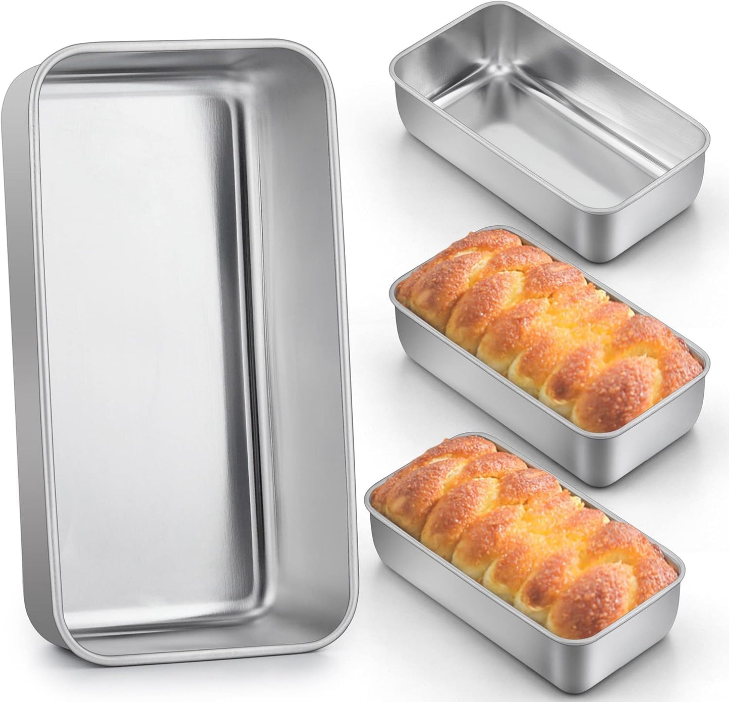 LIANYU Loaf Pan for Baking Bread, 9x5In Stainless Steel Bread Pan, 4 Pack