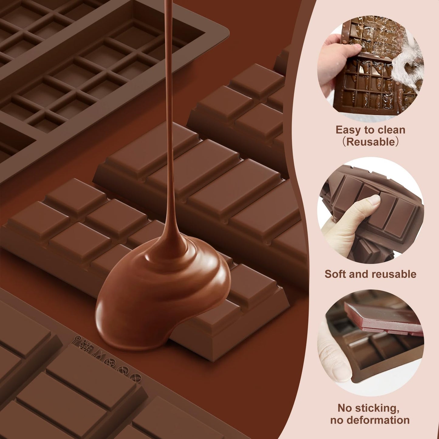 2 Pack Chocolate Bar Mold for Dubai Chocolate