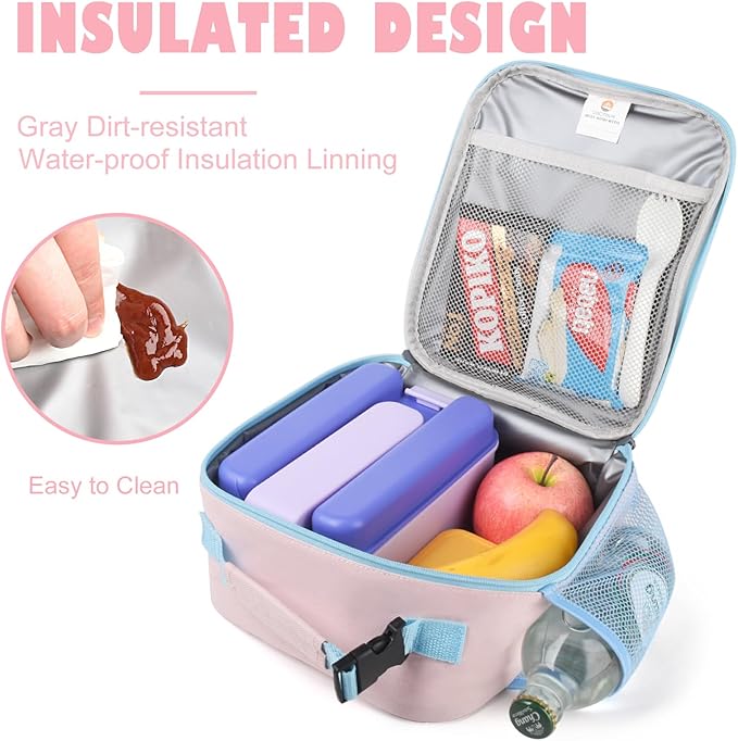 Lunch Box Kids,Premium Insulated Lunch Bag for Girls Boys,Soft Bag Mini Cooler Back to School Thermal Reusable Lunch Bag for Work School Picnic (Pink)