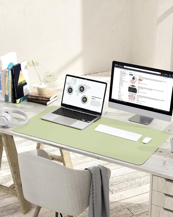 YSAGi Non-Slip Leather Desk Pad L Size, Waterproof Laptop Computer Desk