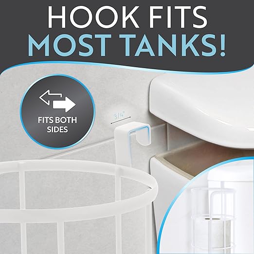 BROOKSTONE Over The Toilet Paper Holder Reserve, Metal Bathroom Toilet Paper Storage That Fits Any Size Rolls, Matte White