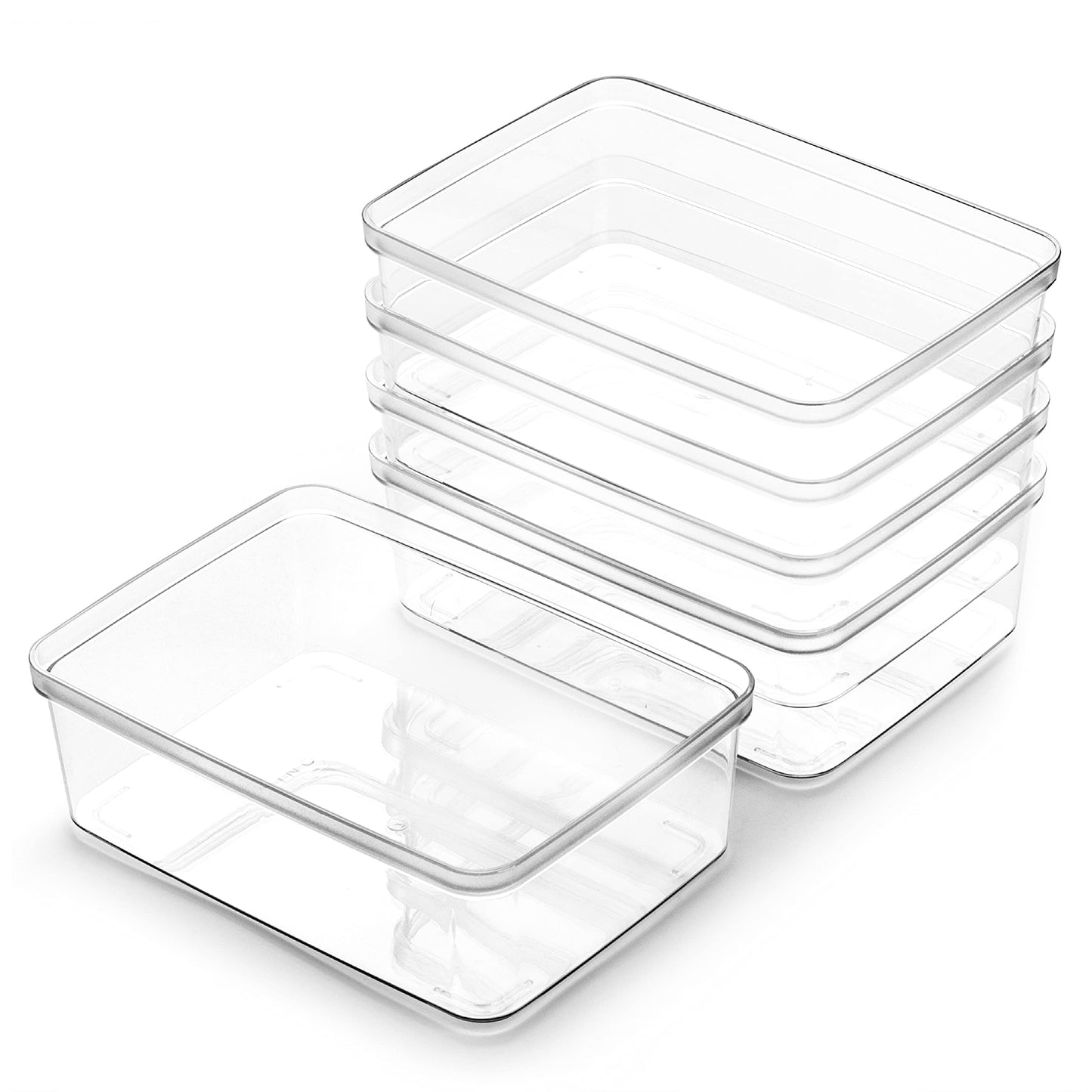 BINO | Plastic Storage Bins, Medium - 2 Pack | THE LUCID COLLECTION | Multi-Use Built-In Handles | BPA-Free | Clear Storage Containers | Fridge Organizer | Pantry & Home Organization