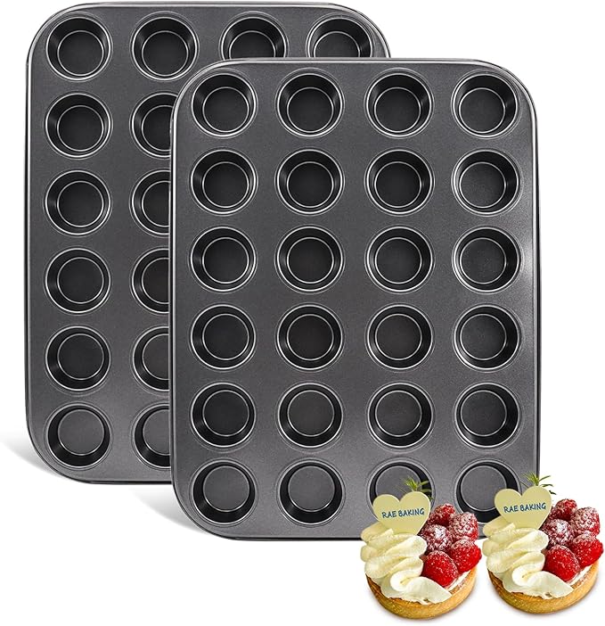 MARIWEI 2 Pack Premium Nonstick Bakeware 12-Cup, Mini Muffin Pan, Dishwasher Oven Safe(Golden, 12 Cup (2 pcs)
