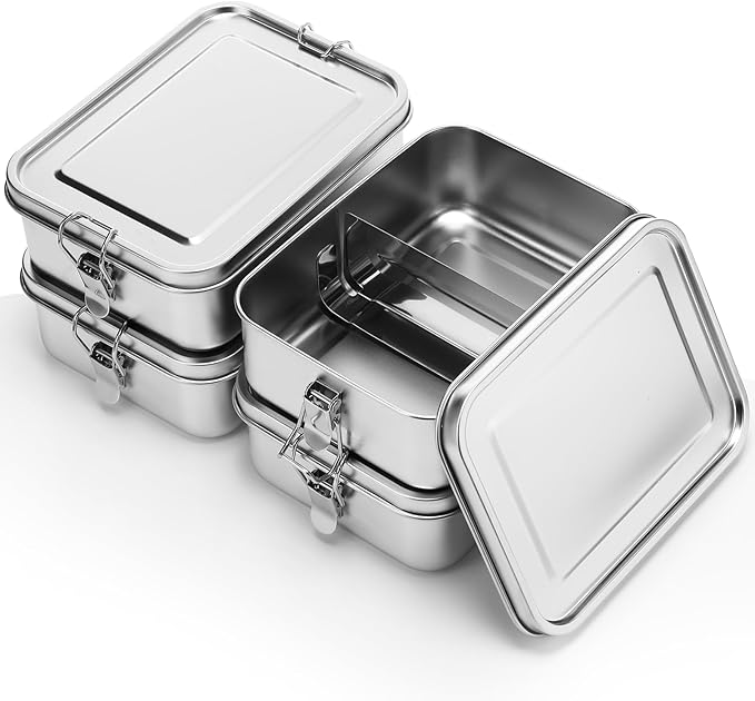 Umigy Stainless Steel Food Containers, 5 Sizes, Divided, 5 Pcs