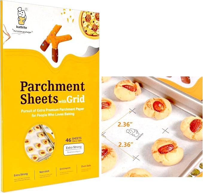 Katbite 200Pcs 9x13 inch Heavy Duty Parchment Paper Sheets, Precut Parchment Paper for Quarter Sheet Pans Liners, Baking Cookies, Bread, Meat, Pizza, Toaster Oven (9"x13")