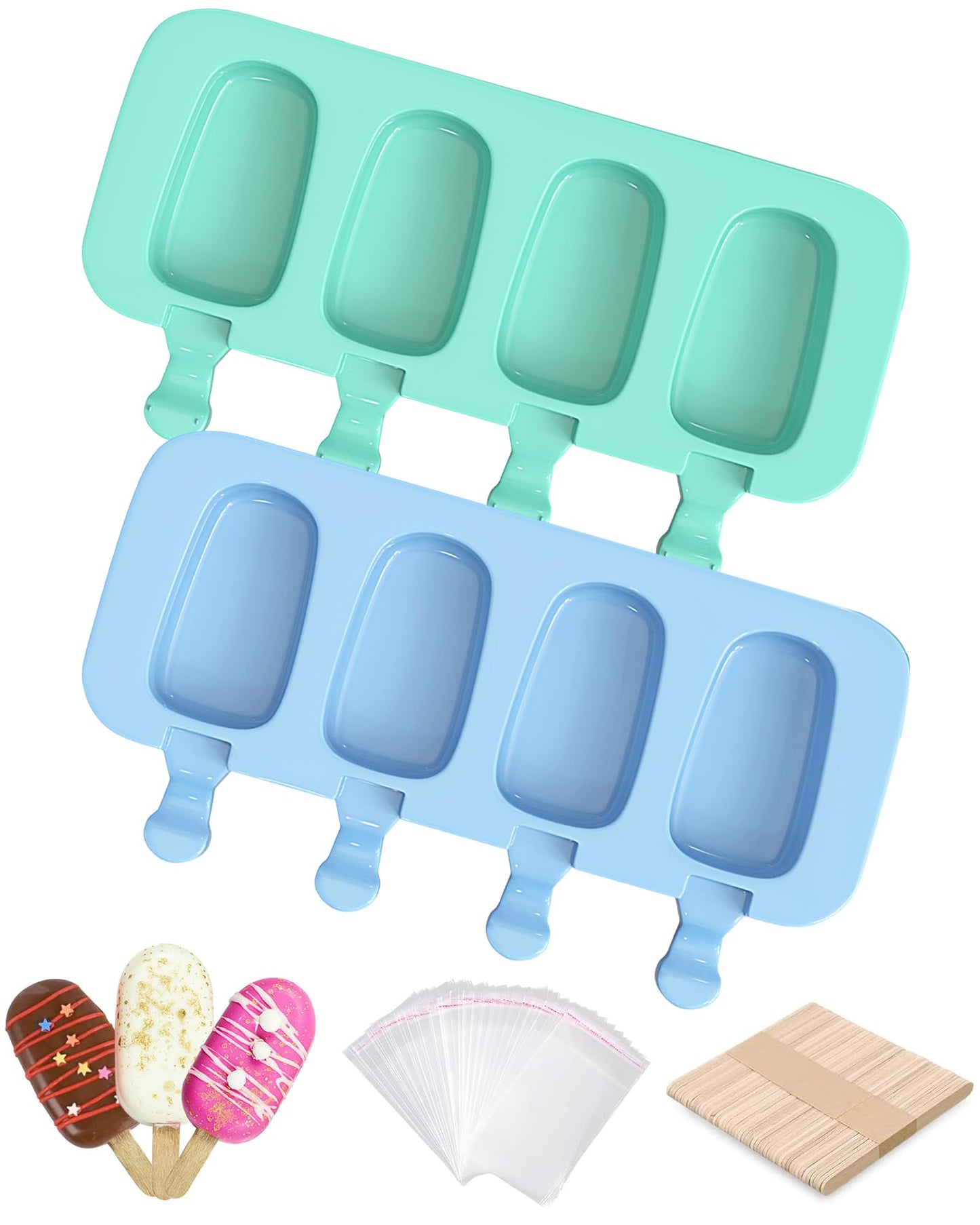 Ouddy Life Popsicle Molds Set of 2, Ice Pop Molds Silicone Cake Pop Mold