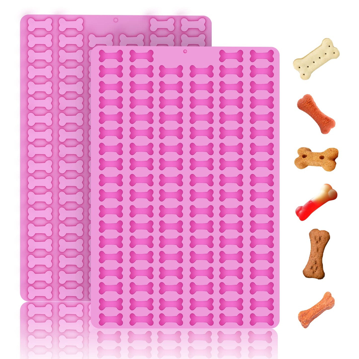 2 PCS Animal Silicone Molds, 104 Cavity Frog, Lizard, Snails Shaped Mini Silicone Molds for Baking Biscuits, Cookie,Candy, Chocolate, Jelly,Ice Cube,Pet Dog Treats Mold