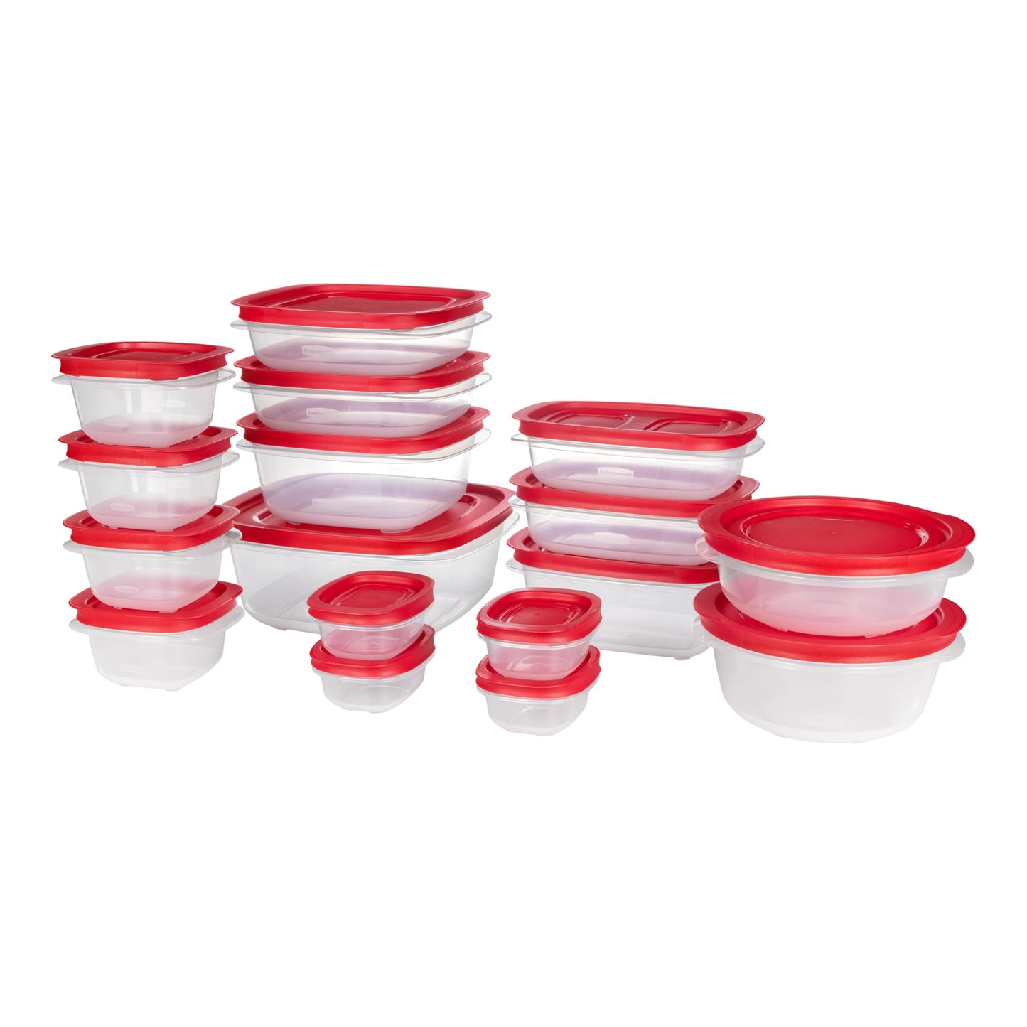Rubbermaid EasyStore Rectangle, Square, and Round Containers, 34-Piece Set, Food Storage Containers, Food Storage Containers with Lids