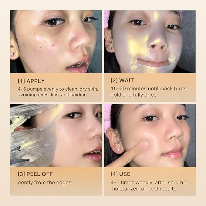 depology GlowLift Collagen Peel-Off Face Mask – Color-Transforming Gold Wrapping Mask for Glass Skin Facial Mask, Hydrating, Firming & Anti-Aging, 1.7 fl.oz