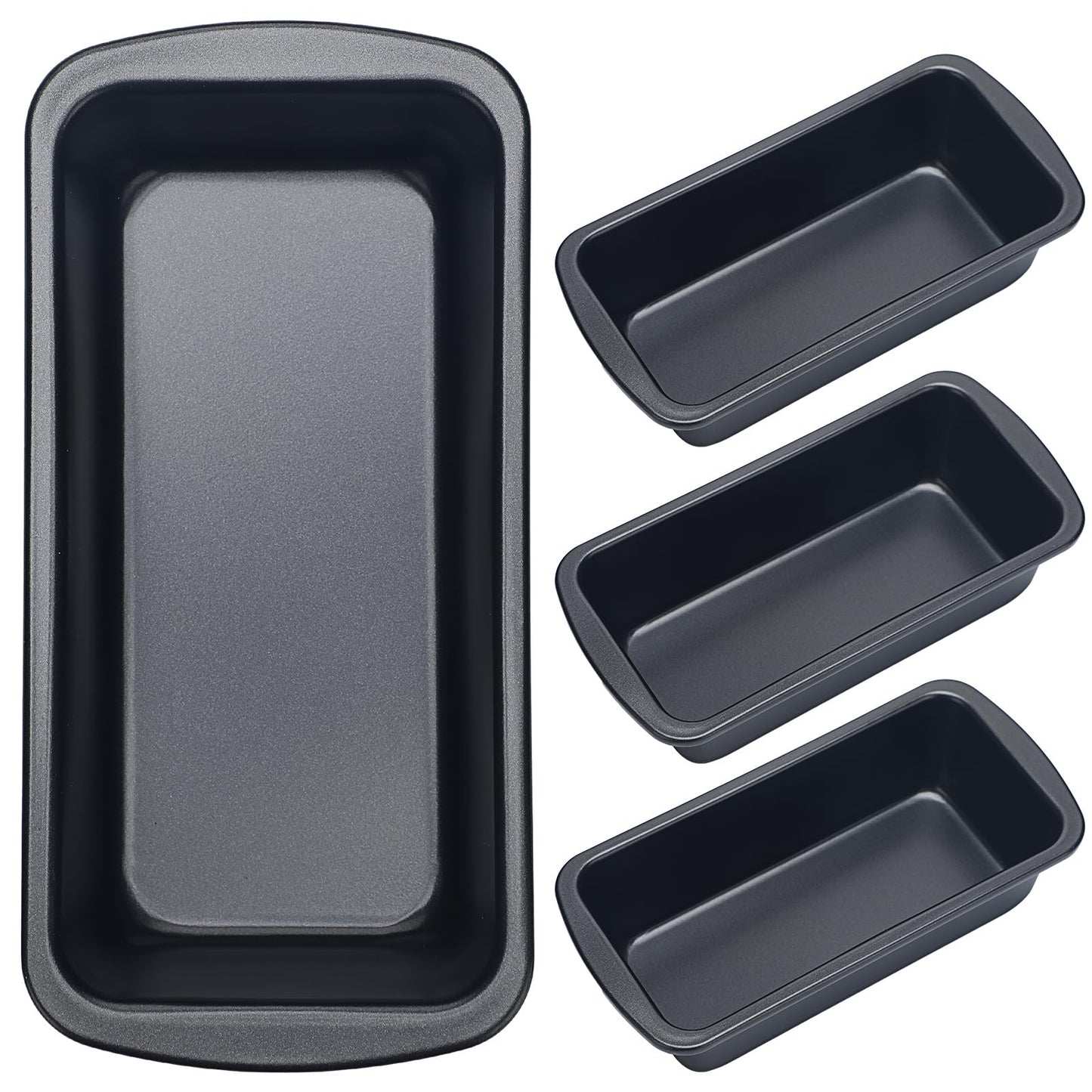 Patelai 4 Pack Small Loaf Pans for Baking Bread, Black, 7.3 x 3.8 In