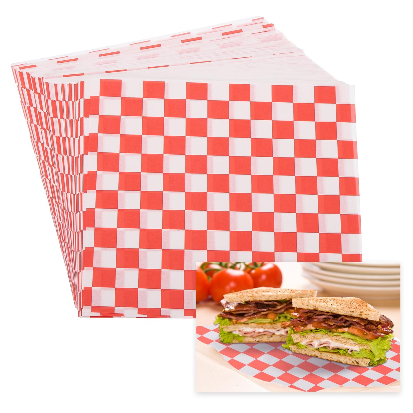 PATIKIL 8.7" x 8.7" Waxed Paper Sheets, 100Pcs Square Pattern Oil-absorbing Dry Food Wrapping Paper for Bakery Coffee Shop Home Baking Kitchen DIY, Blue