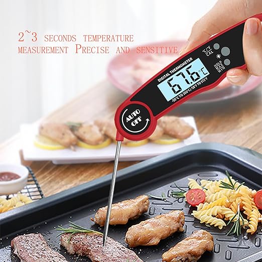 wanijaning Meat Thermometer Digital, Instant Read Food Thermometer for Grilling and Cooking, Waterproof Kitchen Probe with Backlight for Home, Outdoor Grilling and BBQ