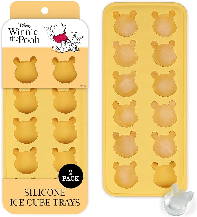 Disney Winnie the Pooh Silicone Ice Cube Tray, 2-Pack 5"x12.5", BPA-Free
