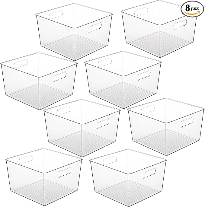 Vtopmart 8 Pack Extra Large Clear Storage Bins, 11x11 Cube Organizer