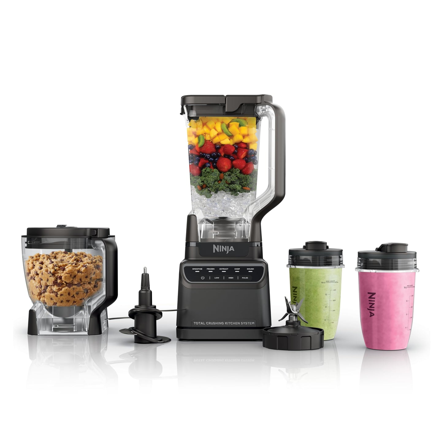 Ninja BL660 Professional Compact Smoothie & Food Processing Blender, 1100-Watts, 3 Functions -for Frozen Drinks, Smoothies, Sauces, & More, 72-oz.* Pitcher, (2) 16-oz. To-Go Cups & Spout Lids, Gray
