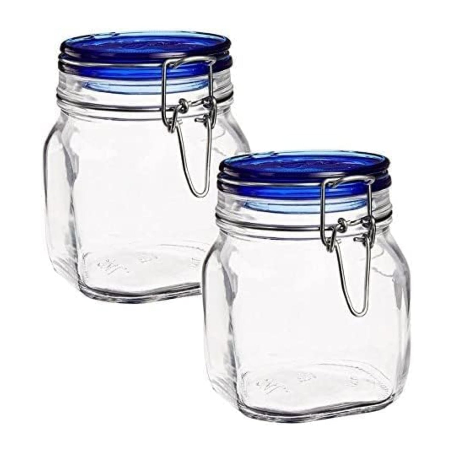 Bormioli Rocco Fido Collection, 2 Pack, 33¾ Oz. Food Storage Glass Jars, Airtight Rubber Seal & Glass Lid, With Stainless Wire Clamp, Made In Italy.
