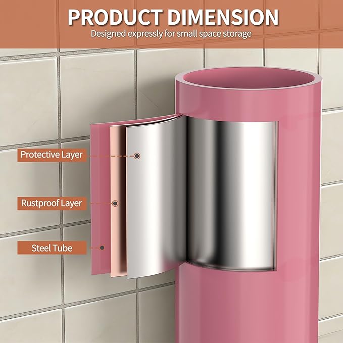 3-Tier Over The Toilet Storage, Freestanding Metal Bathroom Shelves, Space Saver Above The Over Toilet Storage Shelf for Bathroom (Pink)