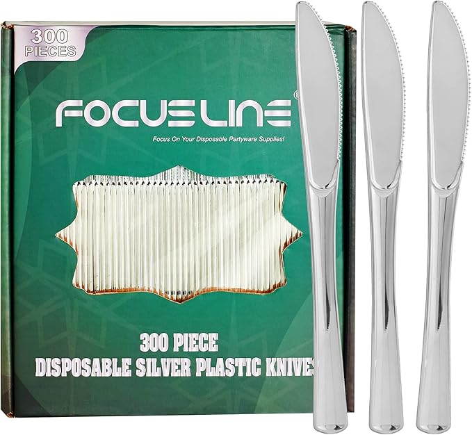 FOCUSLINE 300 Pack Disposable Gold Plastic Forks