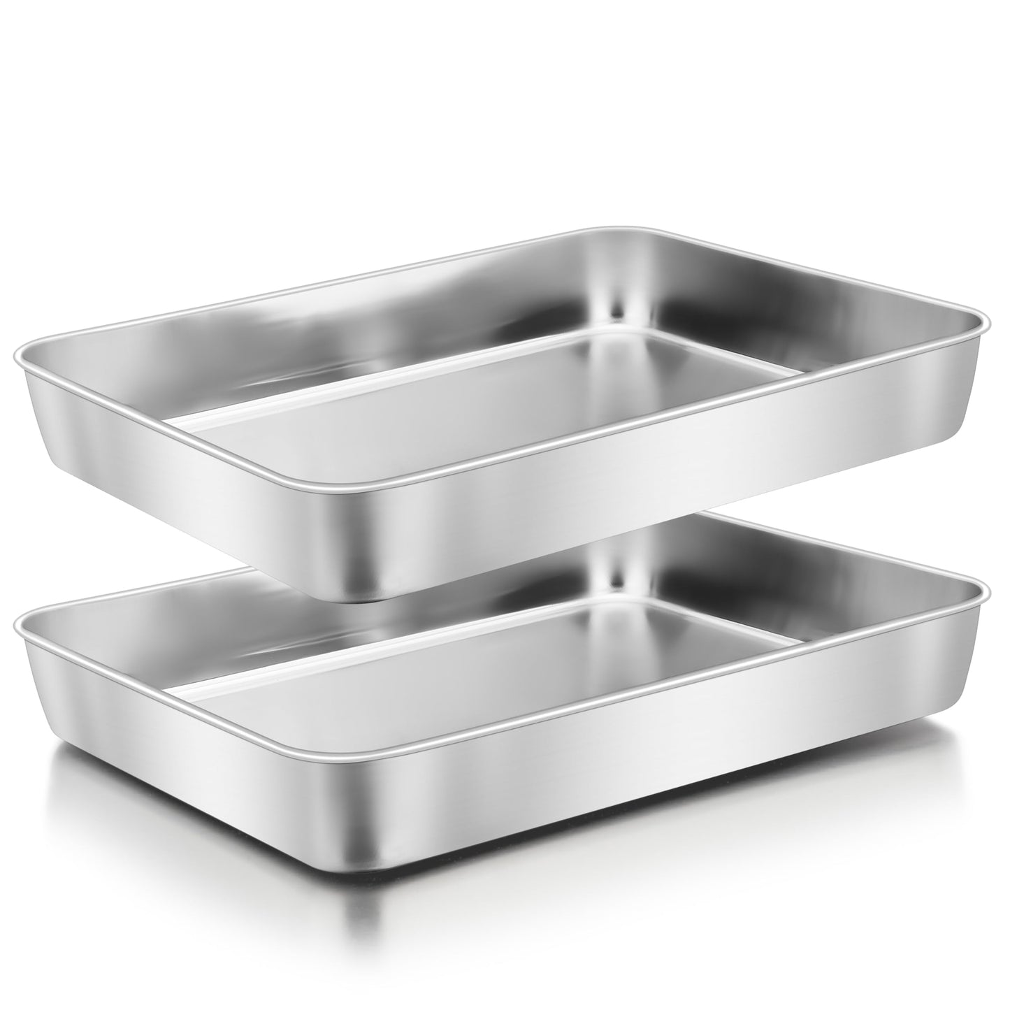 Herogo 9 x 9 Baking Pan Set of 2, Black Stainless Steel Square Cake Pan for Lasagna Brownies Casseroles Cakes, Non-Stick & Oven Safe