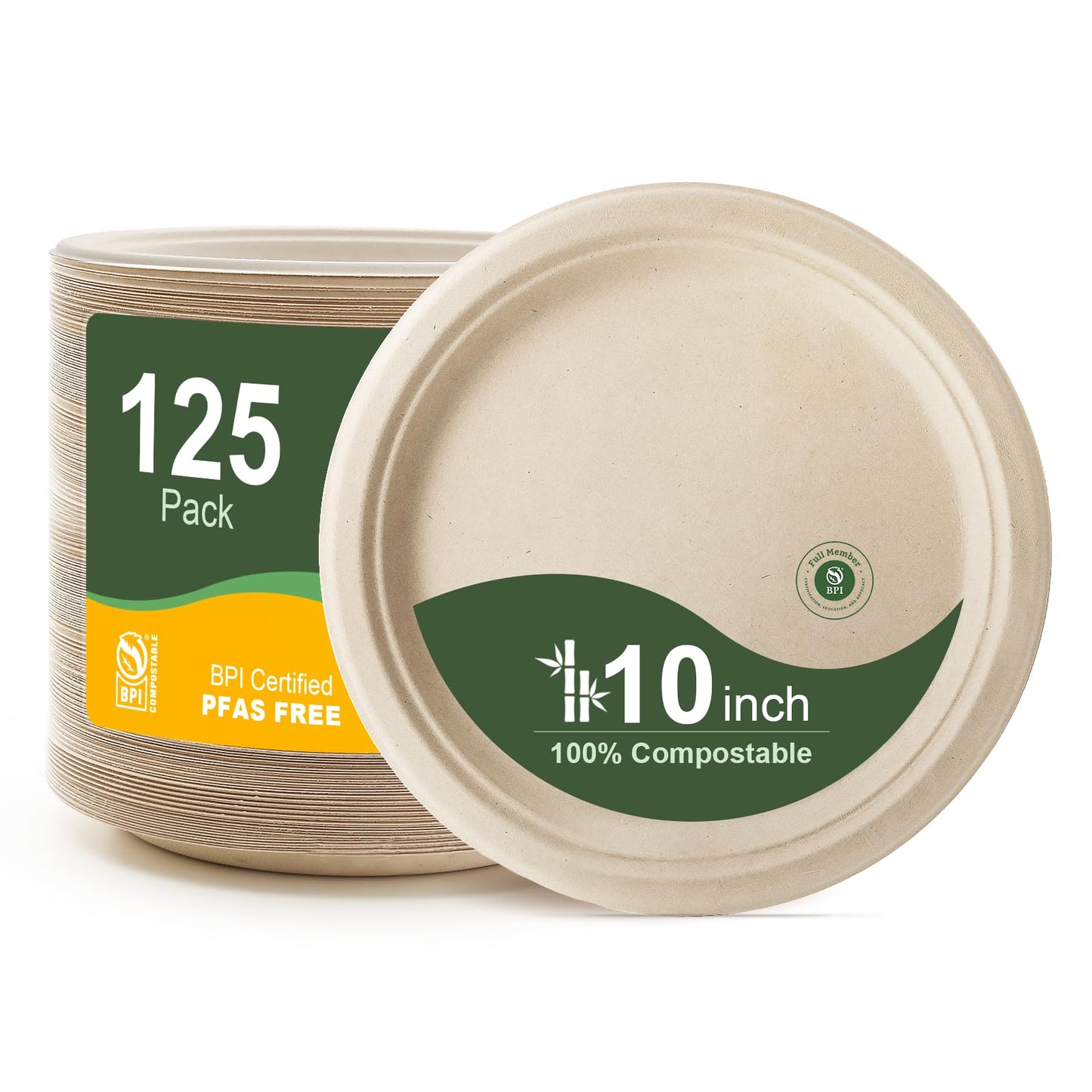 WELLIFE Paper Plates 9 Inch 125-Pack Heavy Duty Paper Plates Bulk