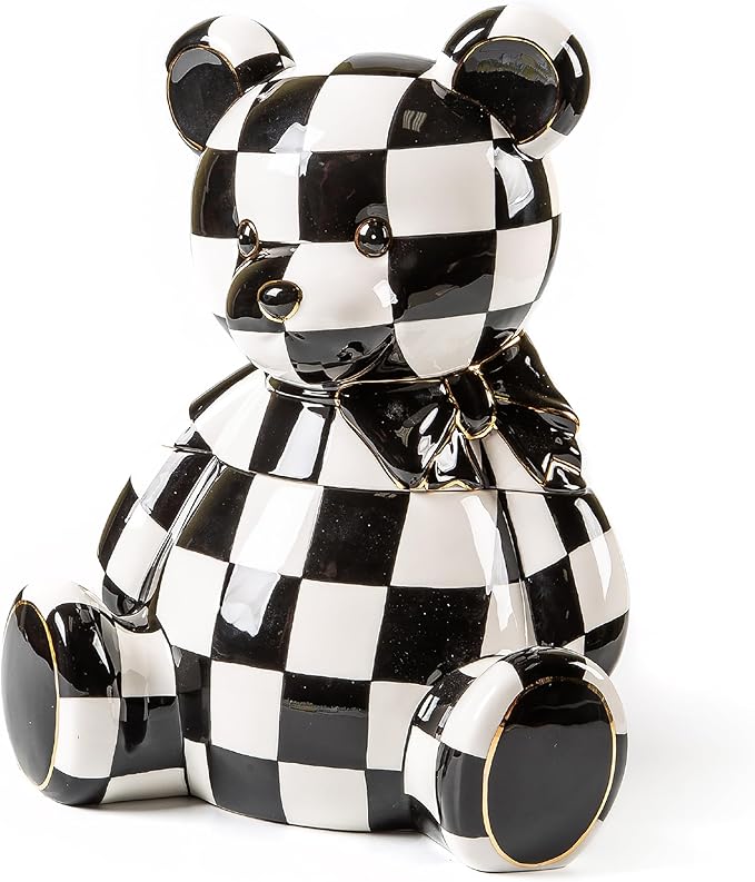 MACKENZIE-CHILDS Ceramic Cookie Jar with Lid, Courtly Bear