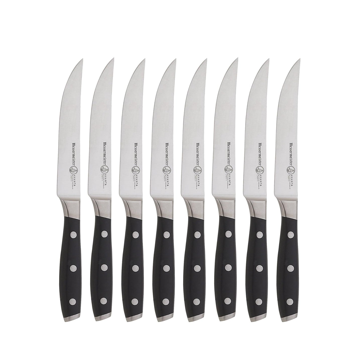 Messermeister Avanta 5” Fine Edge Steak Knife Set - German X50 Stainless Steel - Rust Resistant & Easy to Maintain - Includes 4 Steak Knives