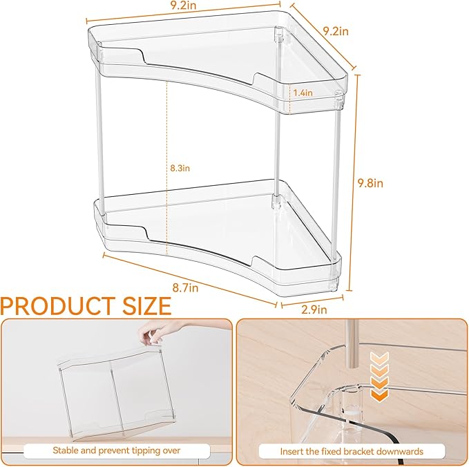 Yieach 2 Tier Corner Bathroom Counter Organizer,Clear Sink Shelf,Bathroom Corner Organizer and Storage for Restroom,Vanity Countertop,Two Tier Small Sink Organizers & Rack for Makeup,Beauty Product