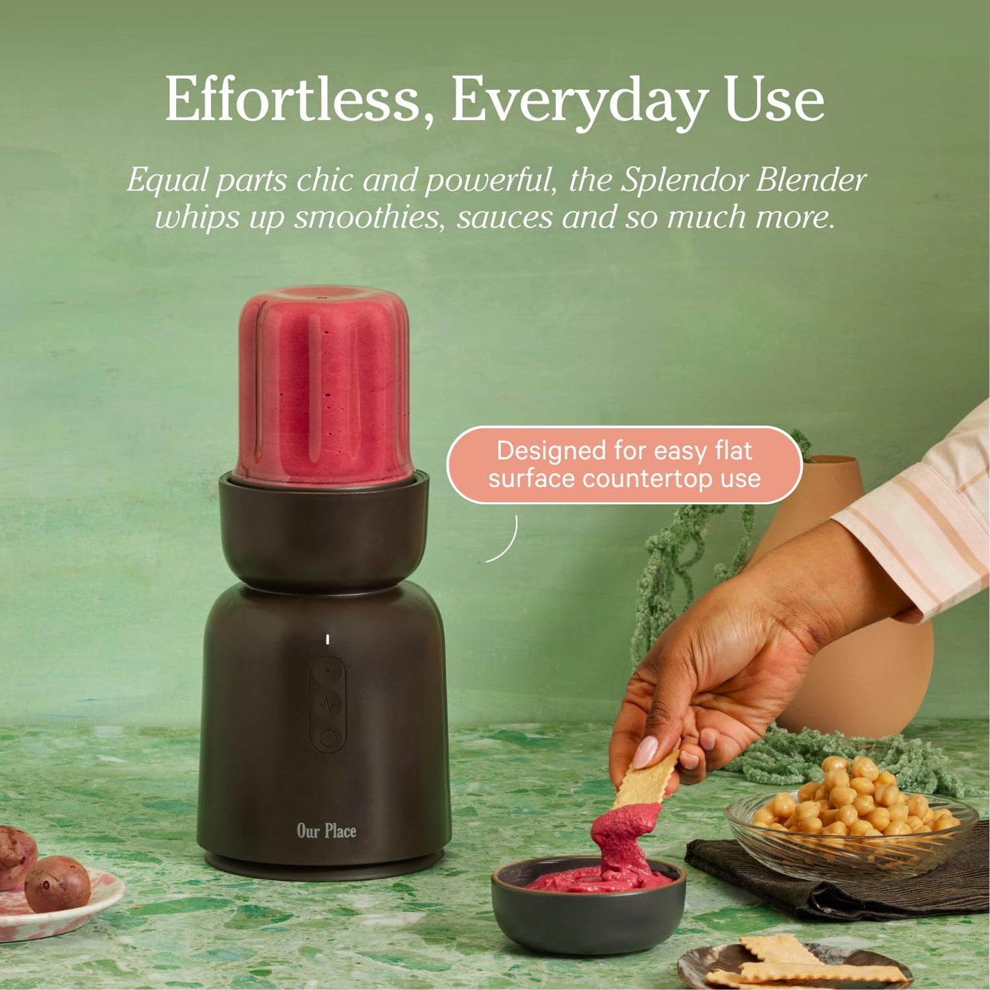 Our Place Splendor Blender, 1000W High-Power Blender with 25 oz Travel Cup