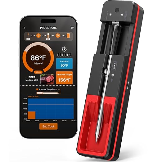 AYMDKI 2026 Upgraded Smart Wireless Meat Thermometer 6 Sensors Accuracy Digital Food Thermometer 0.5S Instant Read, IP67 Waterproof for BBQ, Grill, Smoker, Oven, Air Fryer