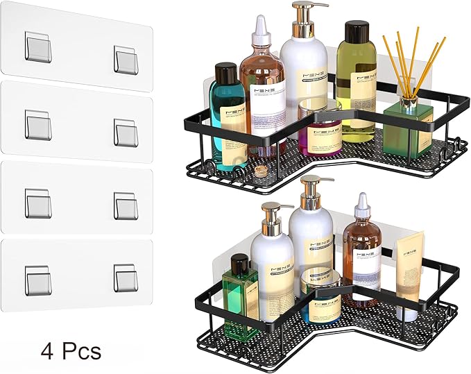 Shower Caddy Shelf Adhesive Replacement Stickers Pads For Bathroom Corner Organizer Basket, No Drilling For Kitchen Racks And Soap Holder 4pack