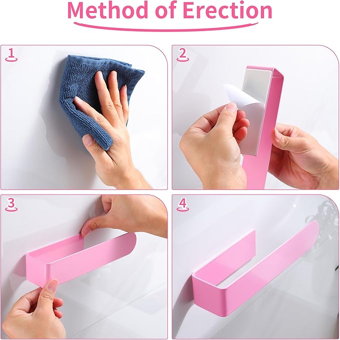 Taozun Hand Towel Holder - Pink Towel Bar for Bathroom, Kitchen, RV, Dorm Room Decor, Adhesive, Stainless Steel, 7.9 Inch, No Drill(Gift for Women/Daughter/Girlfriend)