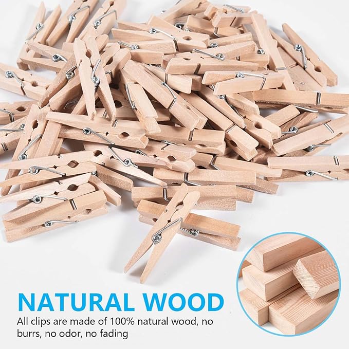 SenseYo 400 Pcs 1.9 Inch Wooden Clothespins Clips for Hanging Clothes, Craft, Home