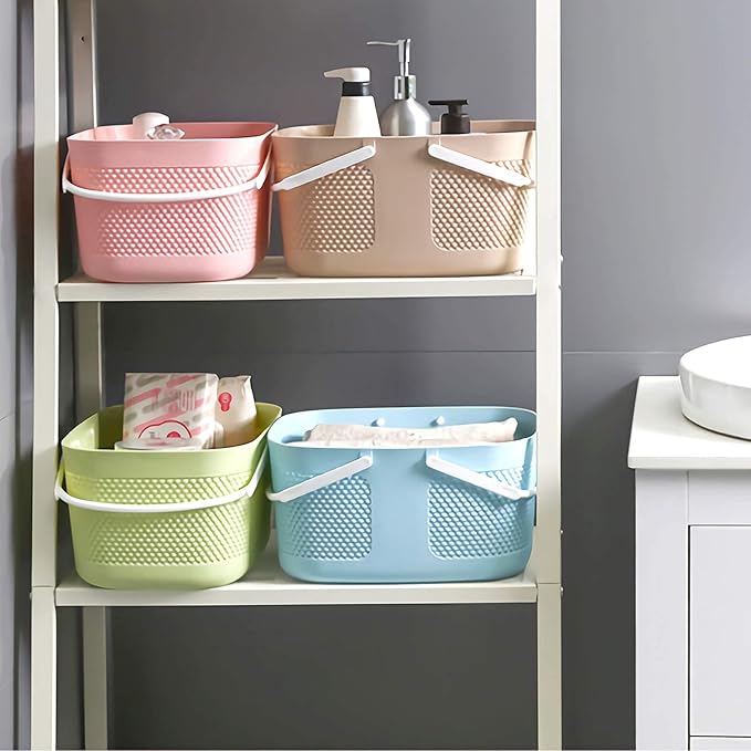 Shower Caddy Basket, Portable Large Capacity Thickened Plastic Organizer Storage Tote with Handles Drainage Toiletry Bag Bin for Bathroom, College Dorm Room Essentials, Kitchen, Camp, Gym, Blue