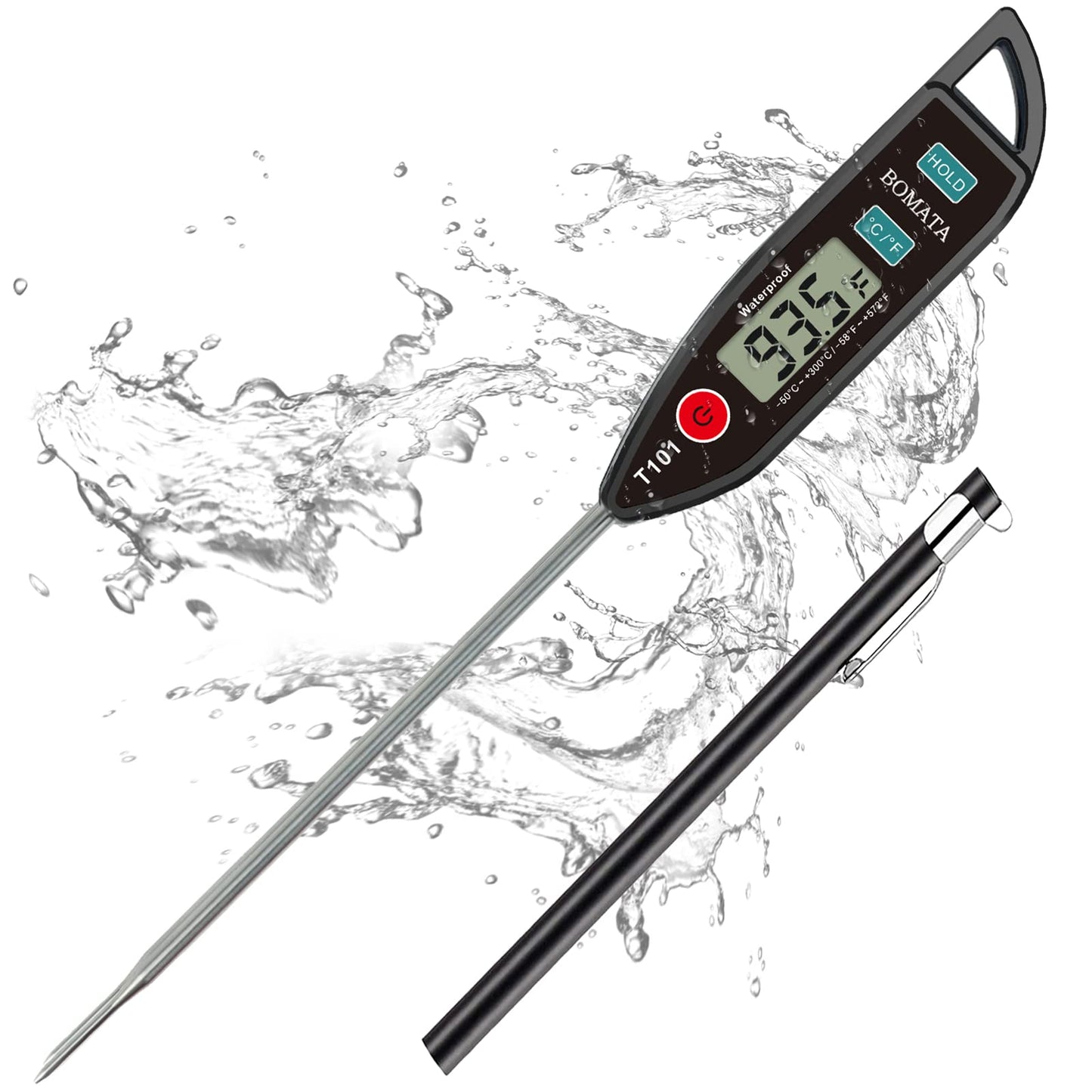 BOMATA Digital Water Thermometer for Liquid, Meat, Cooking, IPX7 Waterproof