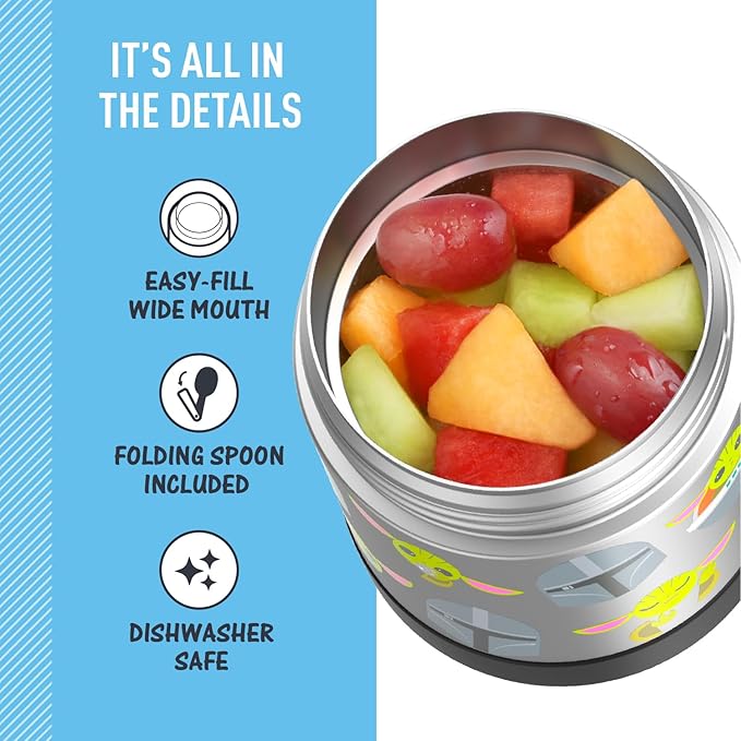 THERMOS FUNTAINER Insulated Food Jar – 10 Ounce – Kid Friendly Food Jar with a Foldable Spoon, Mandalorian