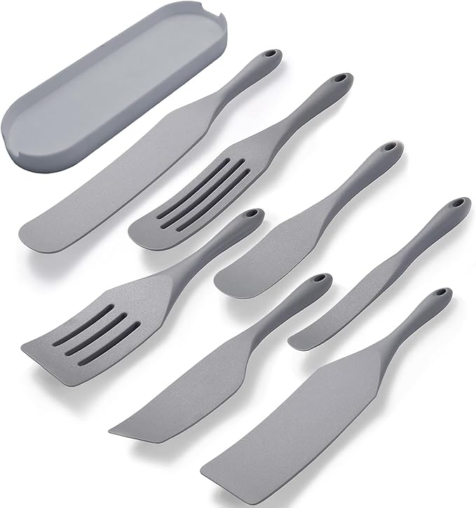 Tongjude Silicone Spurtle Set, Silicone Spatula Set, Heat Resistant Cooking Utensil for Nonstick Cookware, Serving，Baking, Whisking, Smashing, Scooping, Spreading, 4 Piece
