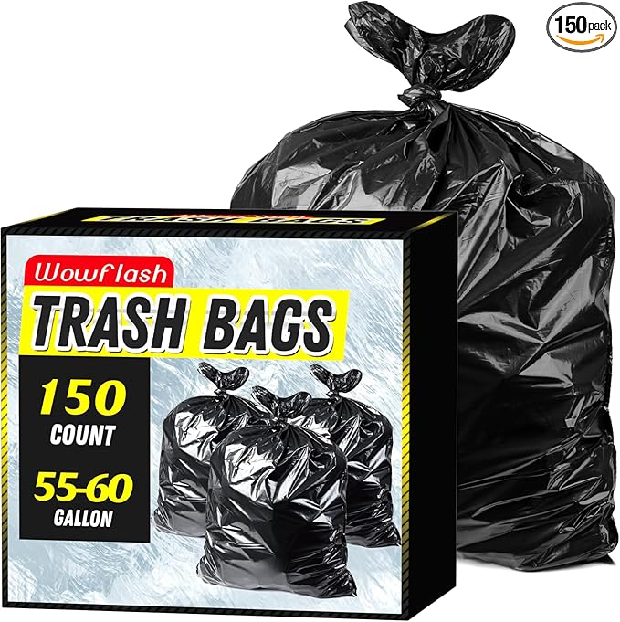 Wowflash 100 Count 55-60 Gallon Trash Bags