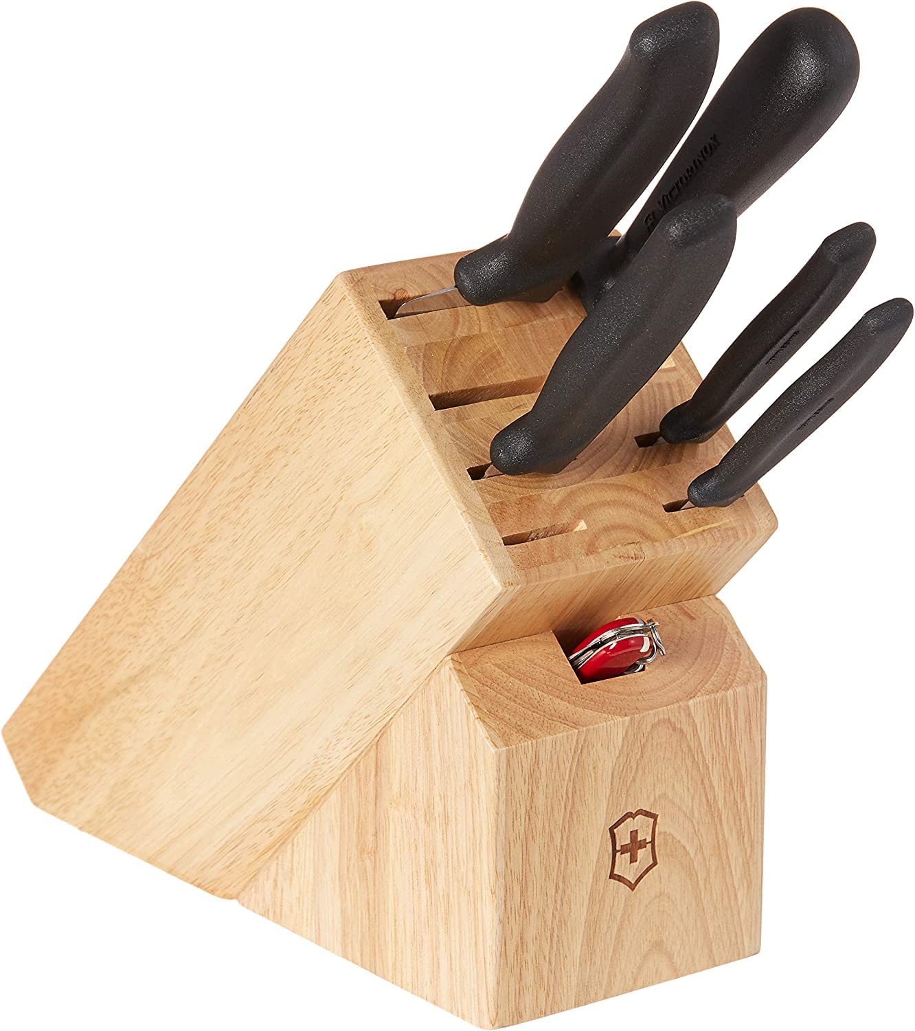 Victorinox Swiss Classic Knife Block - Kitchen Knife Set with Block for Home Essentials - Includes Chef's Knife, Santoku Knife & More - Black Handles, 15-Piece Set
