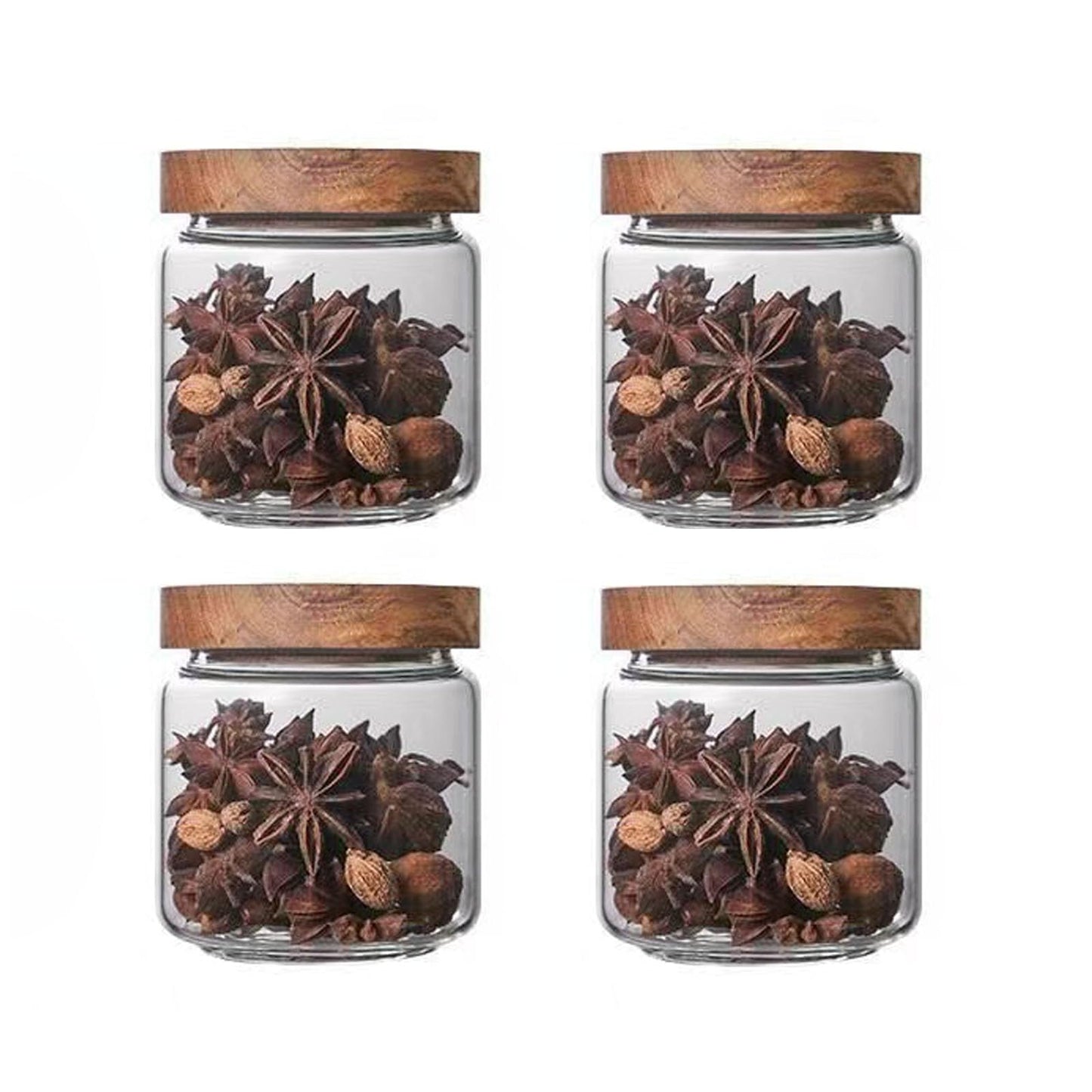 DNIENKGE Glass candy Containers - 16oz kitchen Glass Airtight Storage jar With Acacia Airtight Lid，for kitchen Seasoning, coffee bean, tea, suger, herbs (9)
