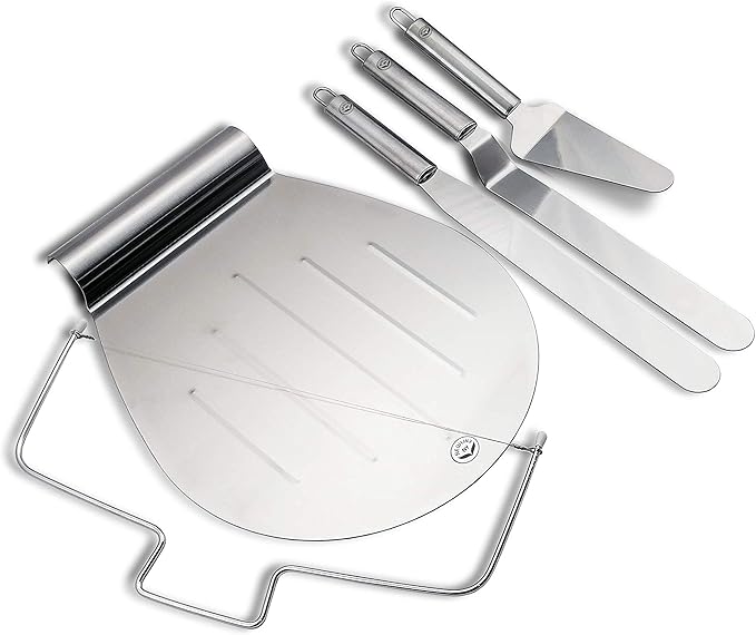 NewlineNY Professional Baker’s All Stainless Steel 4 Spatula Set – 6” 8” 10” and 12” Offset Blades for Better Icing Frosting Decorating