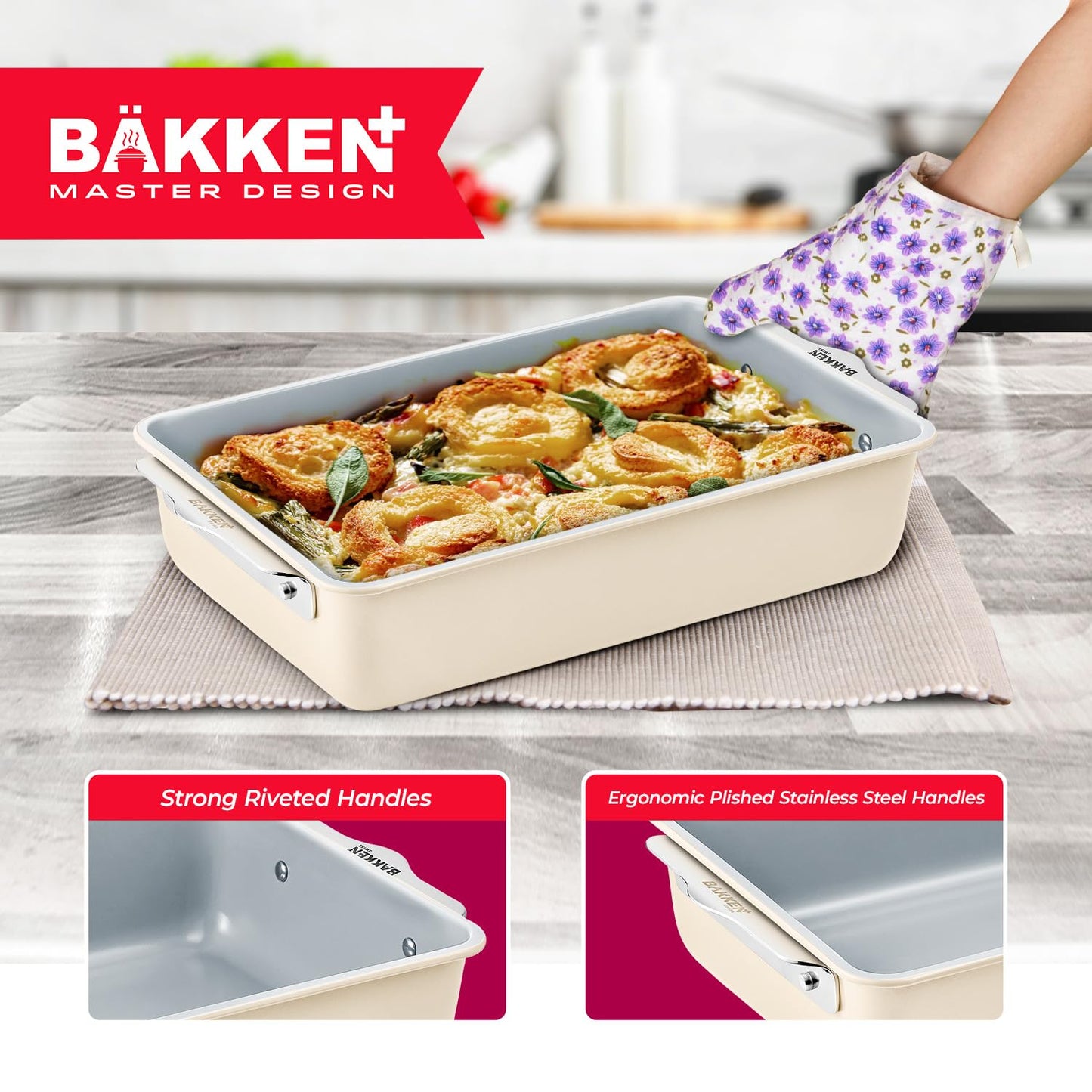 Square Cake Pan - Aluminized Steel, Ceramic Non-Stick Coating, Non-Toxic, Ideal Size, Heavy-Duty, Elevate Your Baking with Durability and Style!
