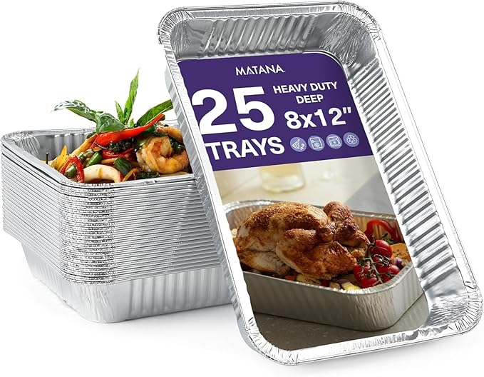 MATANA 25 Pack 9x9 Aluminum Pans with Lids - Disposable Foil Pans