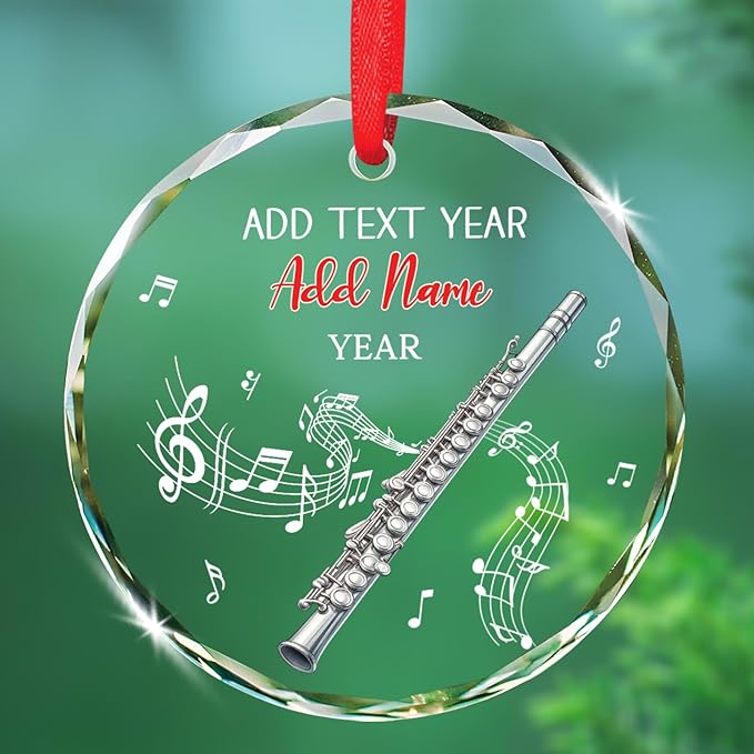 Clarinet Player Christmas Glass Ornament, Personalized Clarinet Xmas Ornament Gifts for Musical Instrument Player, Clarinettist Christmas Keepsake, Custom Text & Name Musician Glass Ornaments 2026