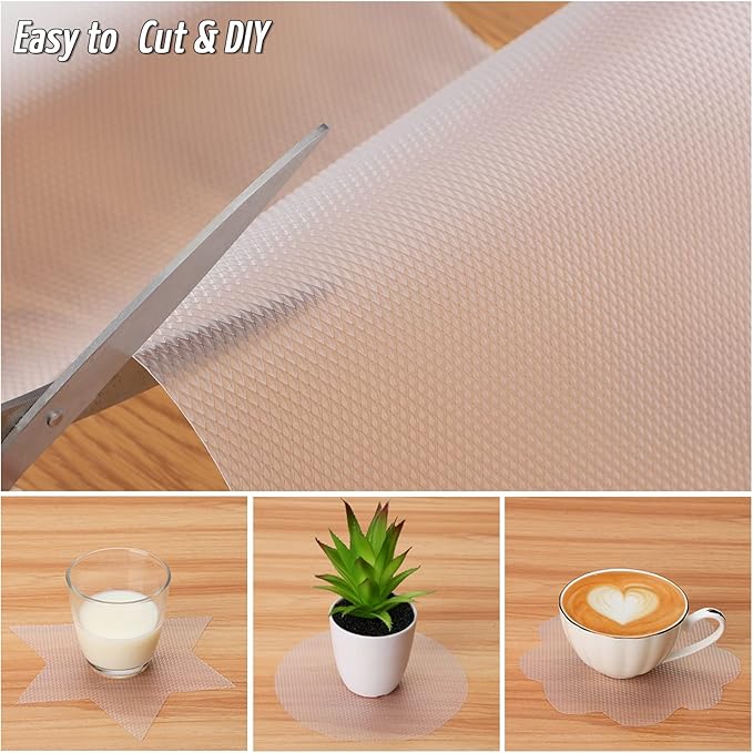 Anoak Shelf Liner, 12 Inches x 30(360.1 Inch) FT Non-Slip Cabinet Liner, Diamond Pattern Clear