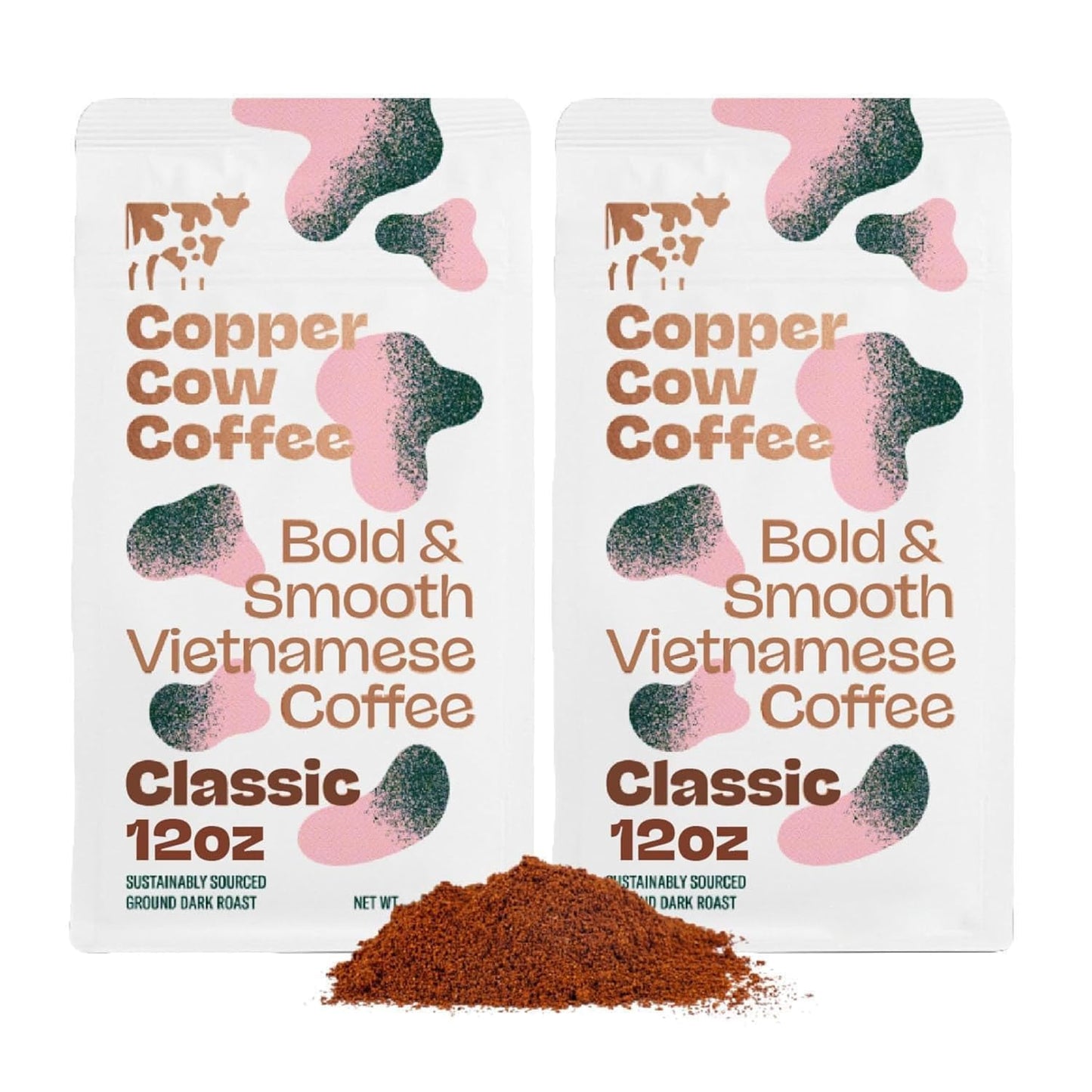 Copper Cow Coffee Classic Vietnamese Ground Coffee, Dark Roast, 10oz Bag