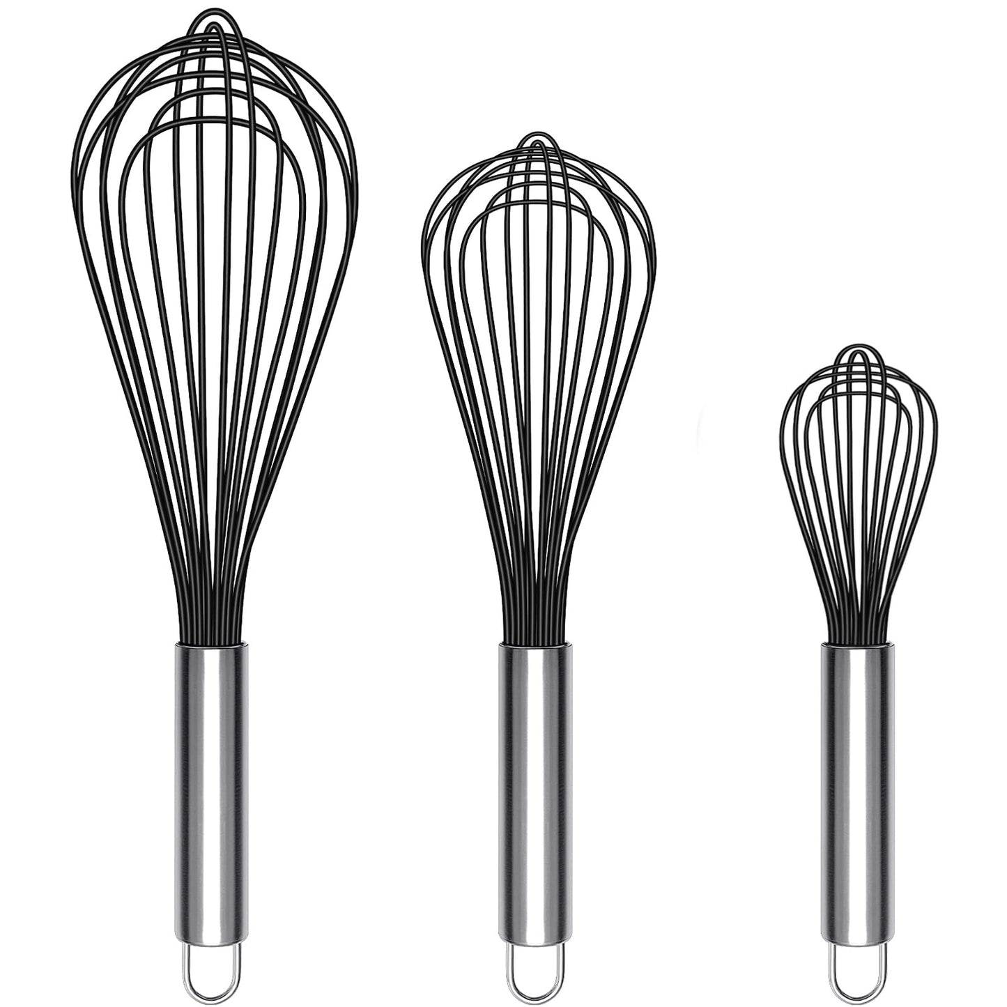 TEEVEA Silicone Whisk 11 Inch, Non-Slip Handle Heat Resistant Non-Scratch