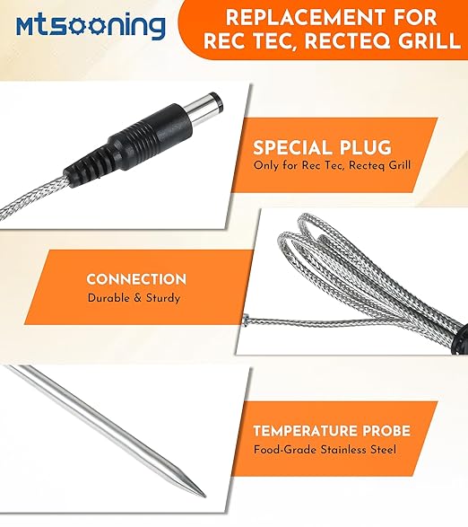 2-Pack Temperature Meat Probe with Thermometer Probe Holder Clip