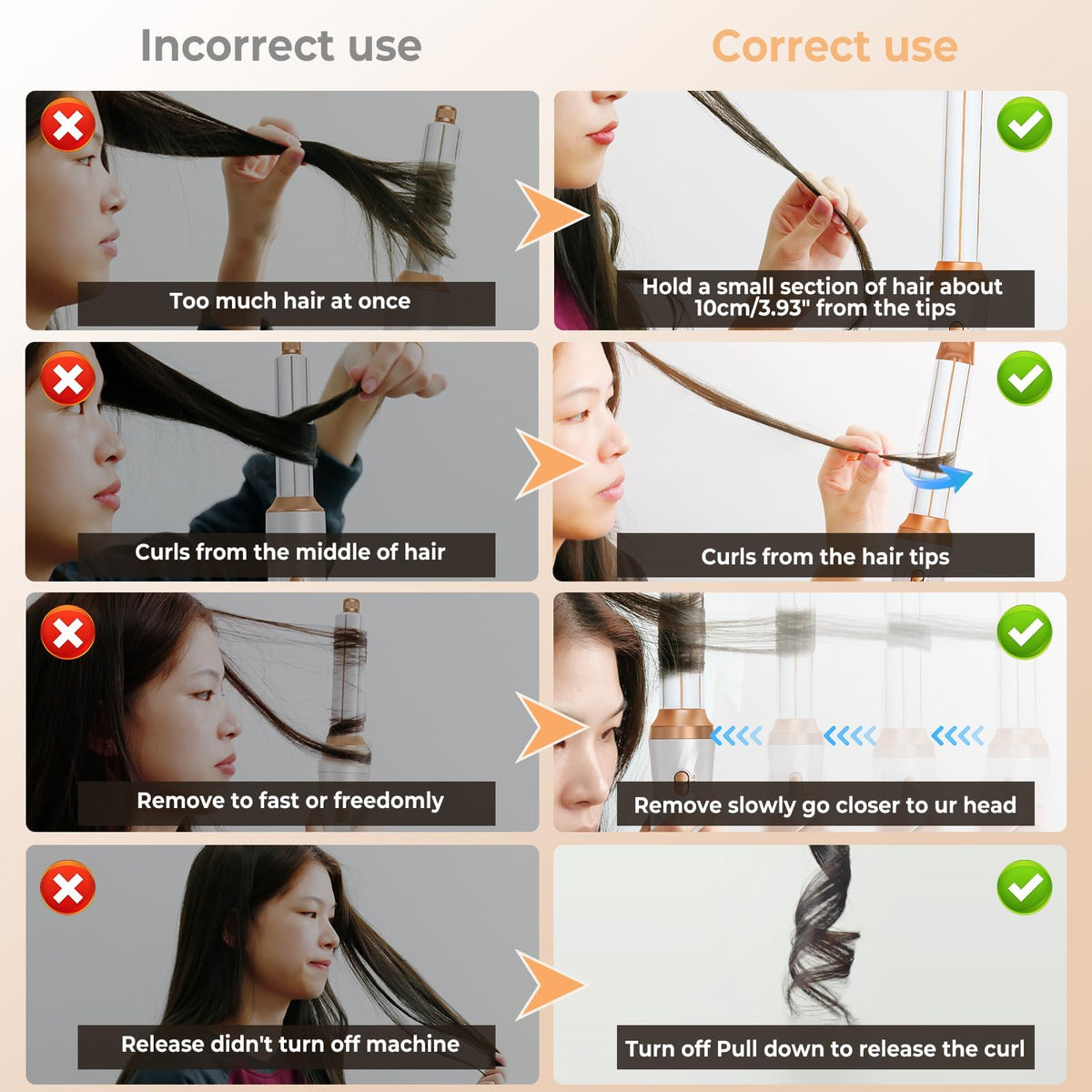 Yitrust Hair Dryer Brush 6 in 1 Detachable Blow Dryer Brush Set 60000RPM Hair Styling Tool 1000W Professional Hot Air Styler Negative Ionic Hot Air Brush Auto Air Curler Straighten Round Brush (Gold)